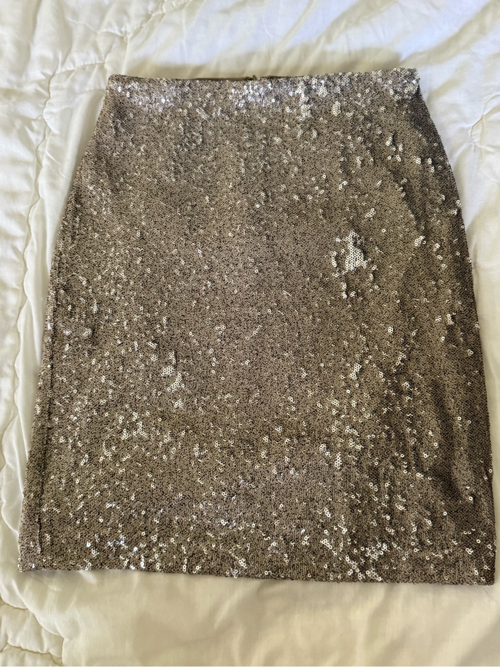 White House Black Market Silver Sequin Pencil Skirt